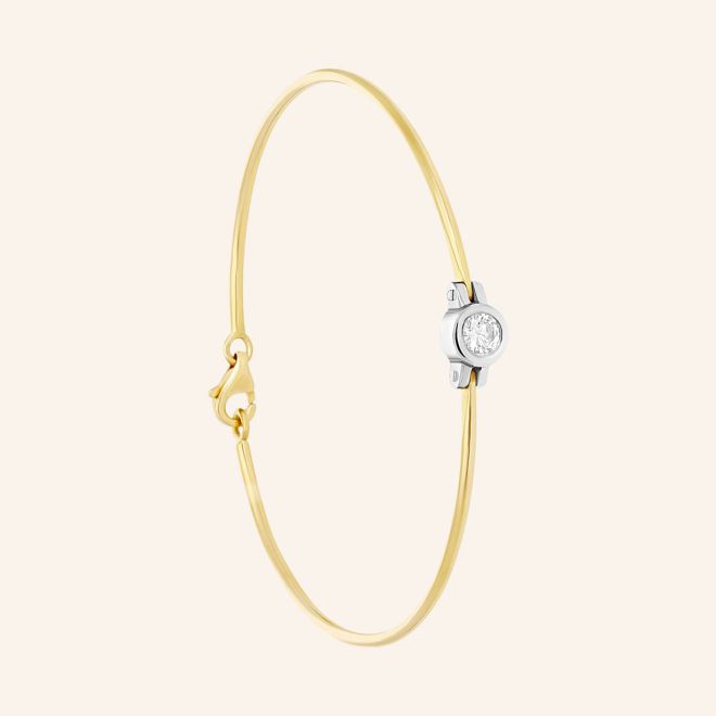 Bracelet or gris et jaune grand modèle